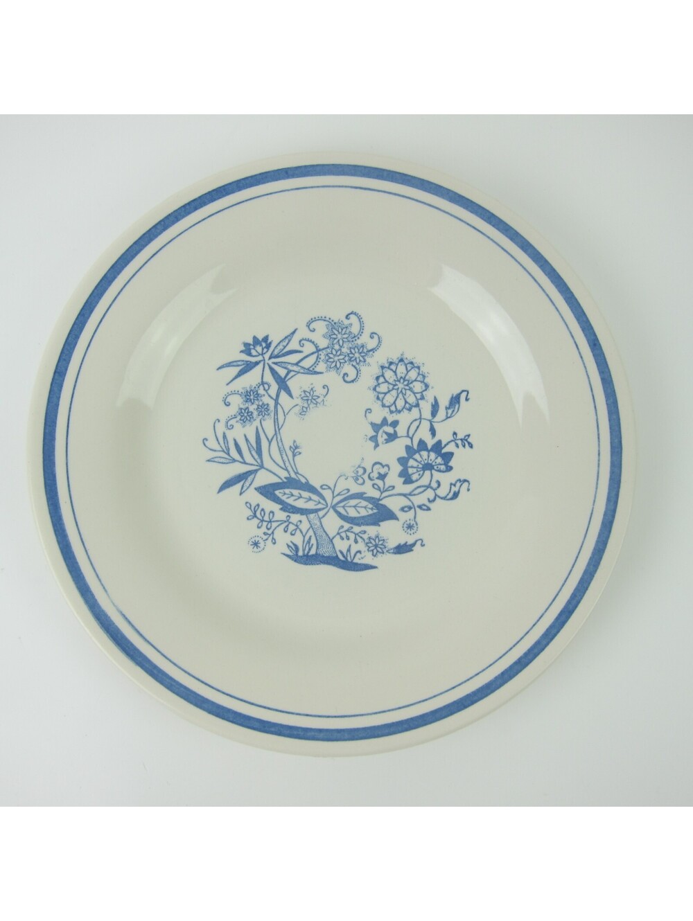 Vintage Oxford Blue Onion Dinner Plate 9" Stoneware Made in Brazil